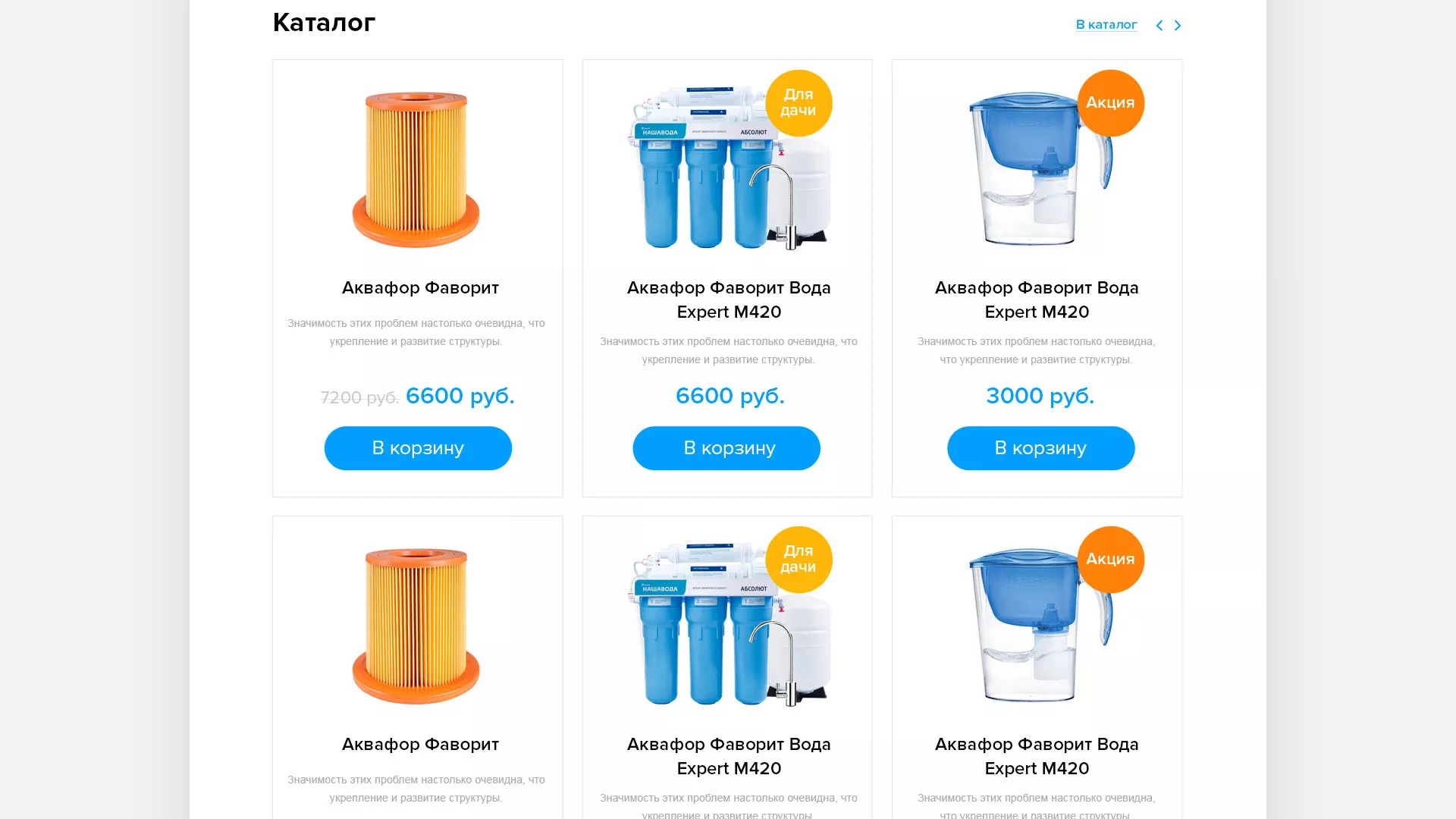 Создание интернет-магазина «Водолей» по продаже фильтров очистных сооружений в Асино