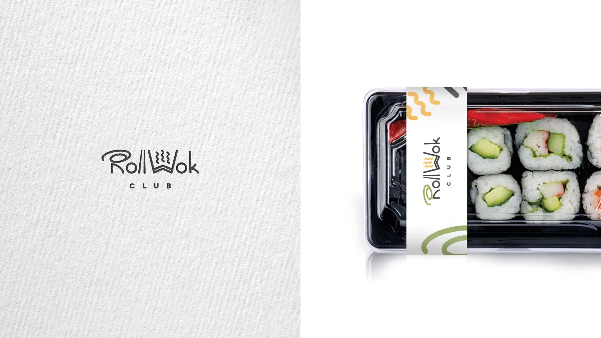 Разработка логотипа и фирменного стиля суши-бара «Roll Wok Club» в Асино