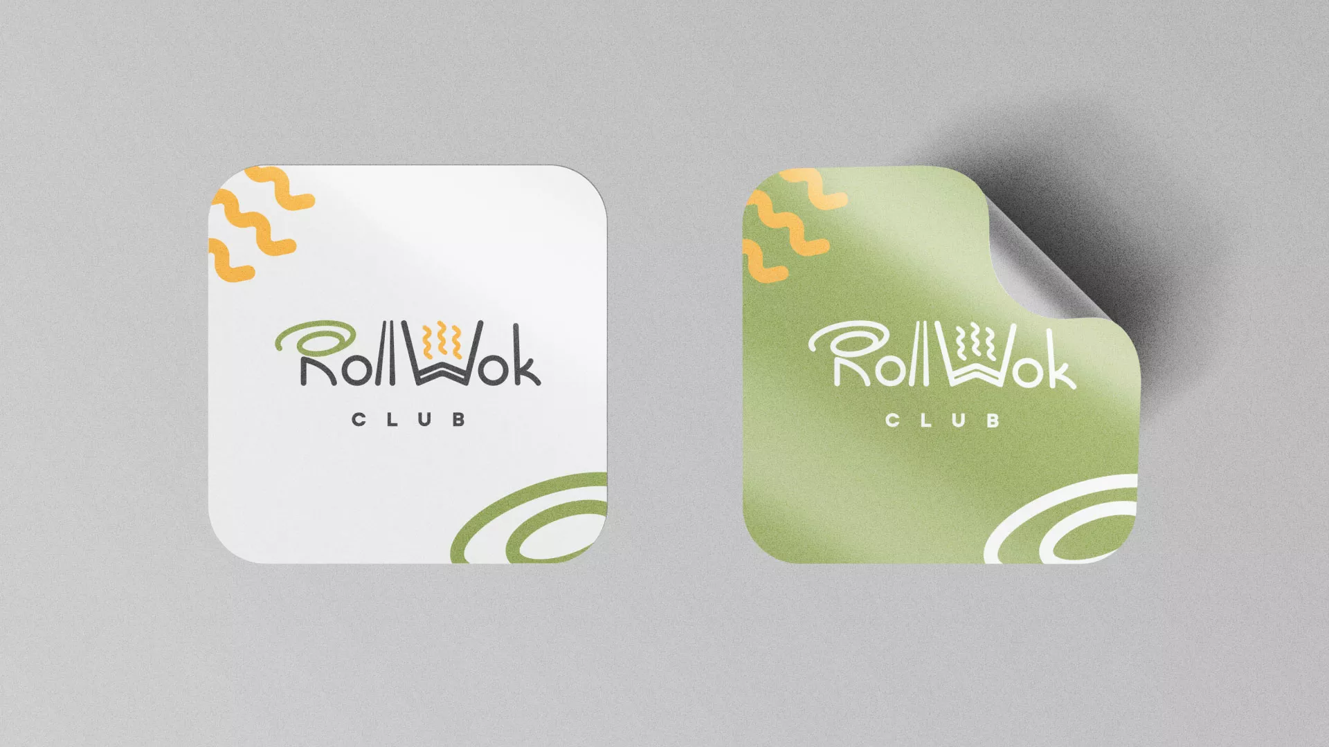 Разработка логотипа и фирменного стиля суши-бара «Roll Wok Club» в Асино