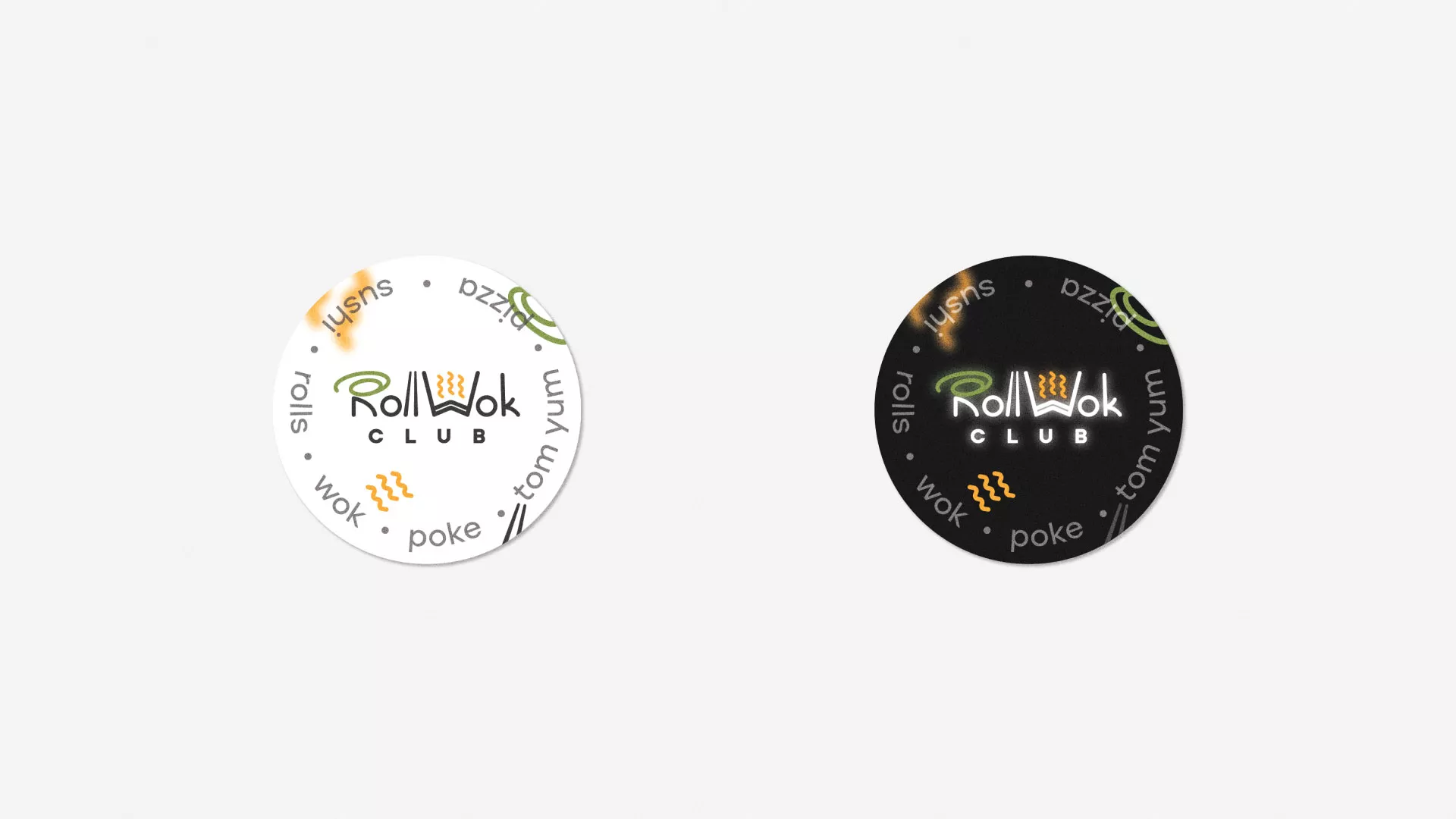 Разработка наклеек для суши-бара «Roll Wok Club» в Асино